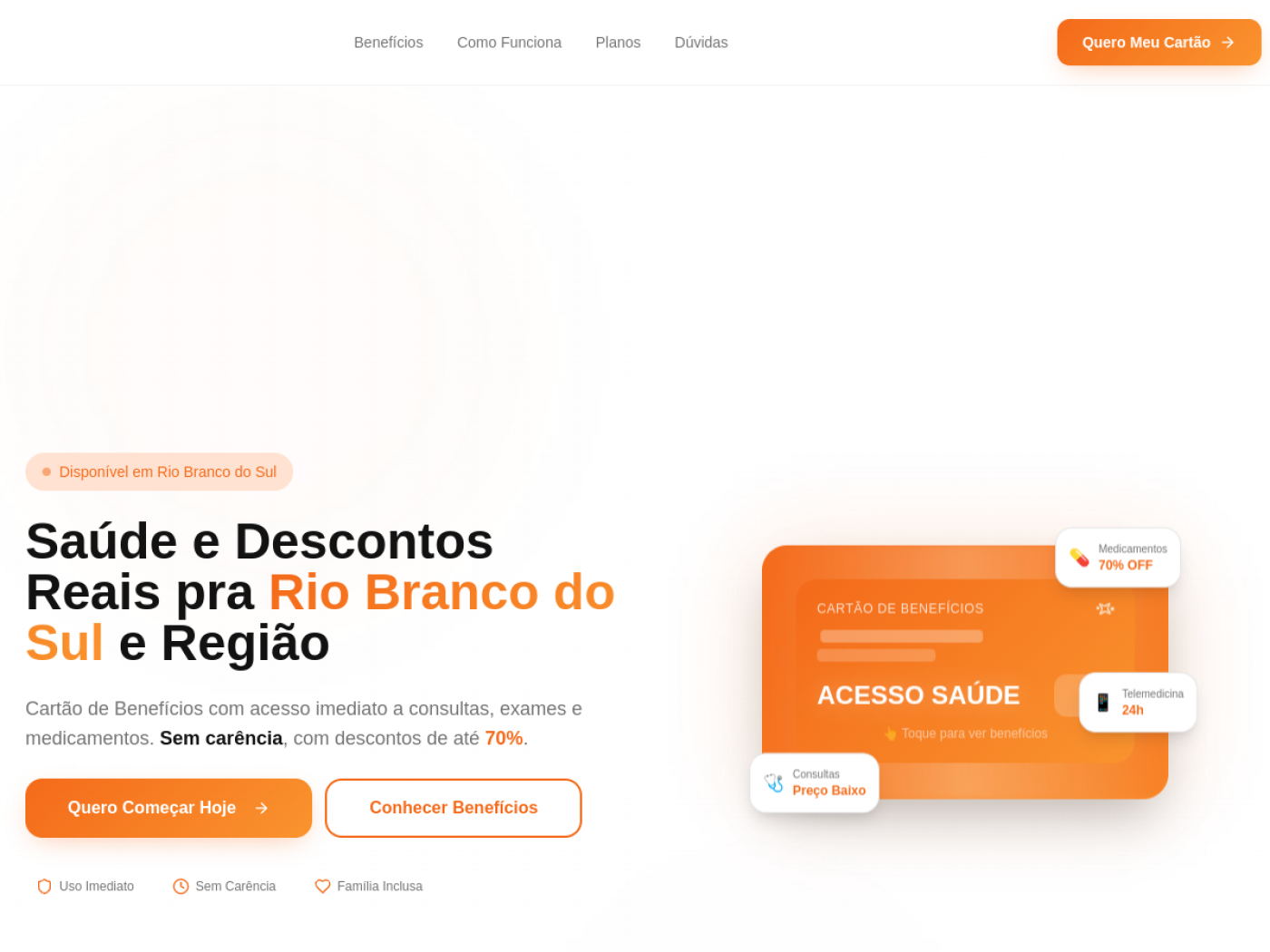 Preview do site Cartão Acesso Saúde — Saúde · Benefícios