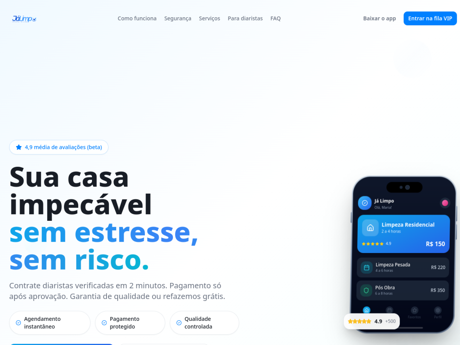 Preview do site JA Limpo — Serviços · Limpeza