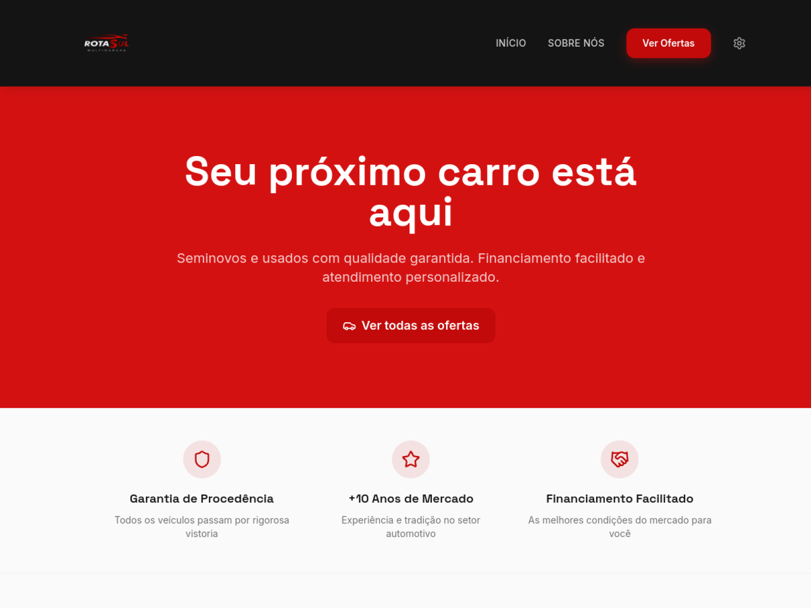 Preview do site Rota Sul Multimarcas — Automotivo · Varejo