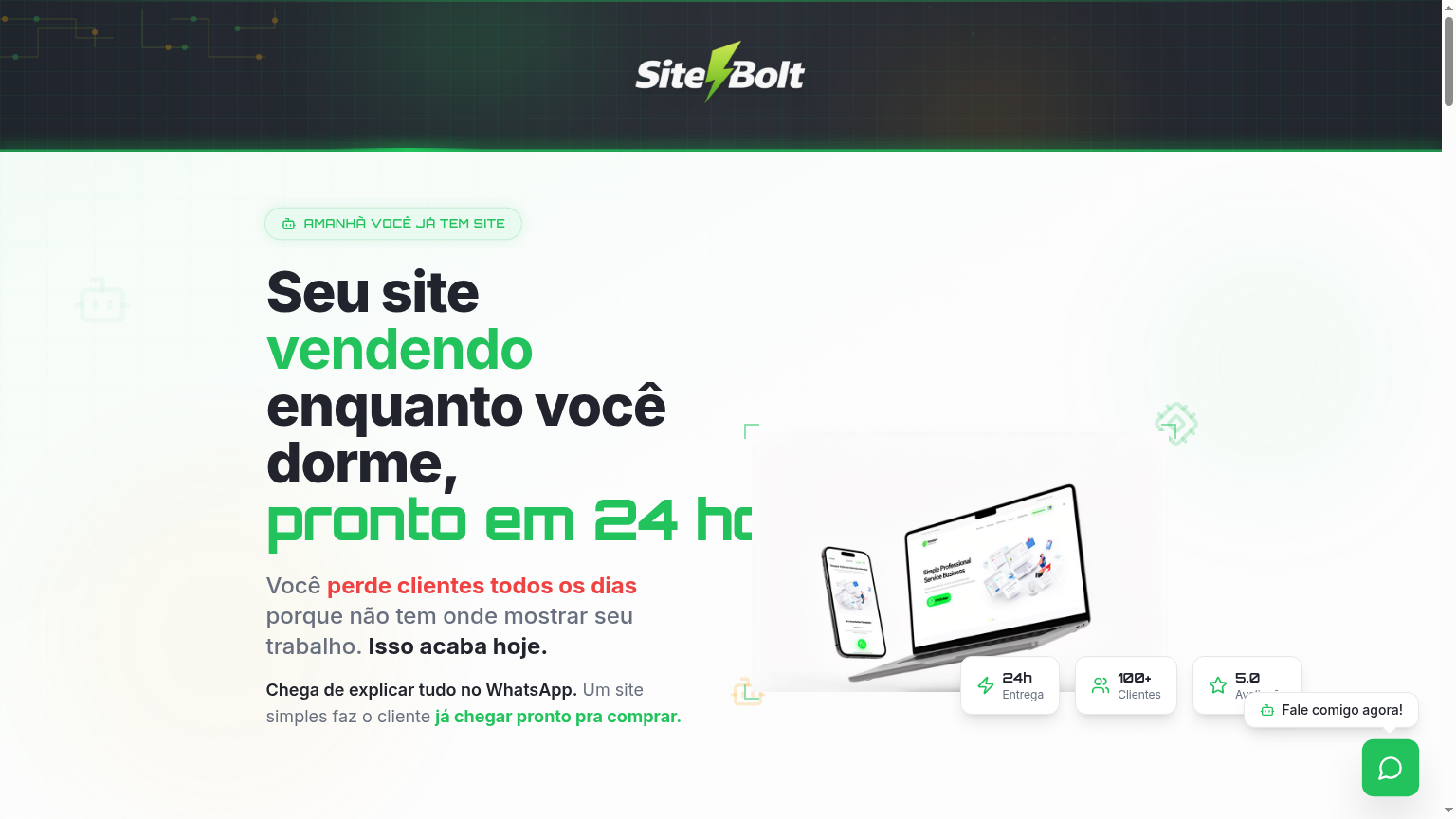 Preview do site SiteBolt — SaaS · Tecnologia